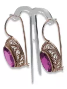 Rose pink 14k 585 gold amethyst earrings vec023 Vintage Russian Soviet style