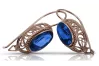 Vintage 14k Rose Gold Sapphire Earrings, Oval Cut