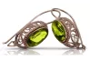 Rose pink 14k 585 gold peridot earrings vec023 Vintage Russian Soviet style