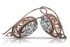 Rose pink 14k 585 gold zircon earrings vec023 Vintage Russian Soviet style