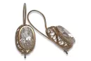 Rose pink 14k 585 gold zircon earrings vec023 Vintage Russian Soviet style
