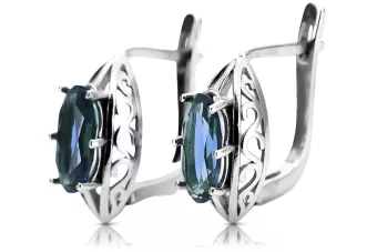Vintage 925 Pendientes aquamarine de plata vec141 estilo soviético ruso