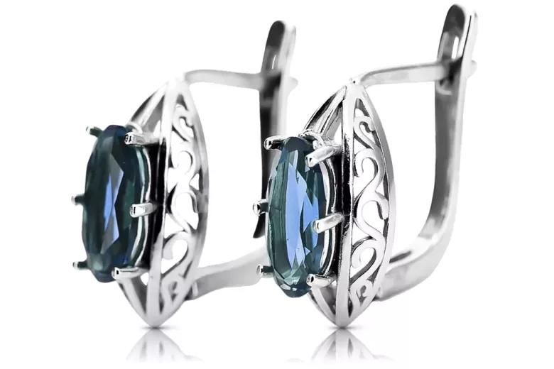 Vintage 925 Silver aquamarine earrings vec141s Russian Soviet style