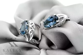 Винтажные серьги из серебра 925 пробы с аквамарином vec141s, русский советский стиль