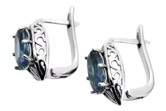 Vintage 925 Pendientes aquamarine de plata vec141 estilo soviético ruso