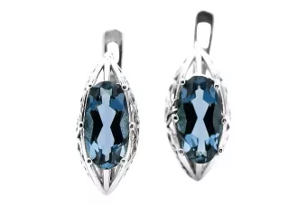 Vintage 925 Pendientes aquamarine de plata vec141 estilo soviético ruso