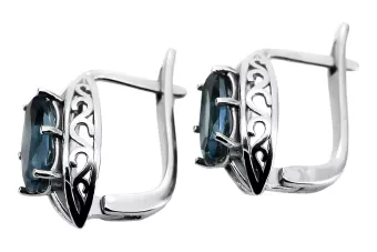 Vintage 925 Pendientes aquamarine de plata vec141 estilo soviético ruso