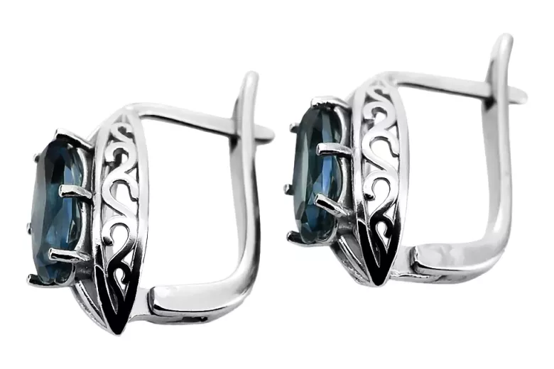 Jahrgang 925 Silber Aquamarin Ohrringe Vec141s Russischer Sowjetstil