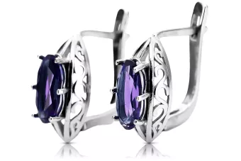 Vintage 925 Silver alexandrite earrings vec141s Russian Soviet style
