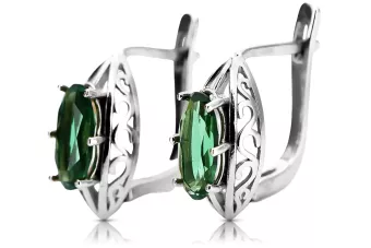Vintage 925 Pendientes de esmeralda de plata vec141 estilo soviético ruso