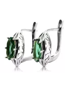 Vintage 925 Silver emerald earrings vec141s Russian Soviet style