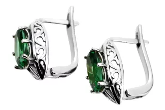 Vintage 925 Pendientes de esmeralda de plata vec141 estilo soviético ruso