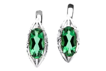 Vintage 925 Pendientes de esmeralda de plata vec141 estilo soviético ruso