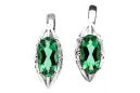 Vintage 925 Silver emerald earrings vec141s Russian Soviet style