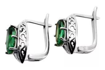 Vintage 925 Pendientes de esmeralda de plata vec141 estilo soviético ruso