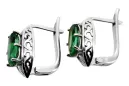 Vintage 925 Silver emerald earrings vec141s Russian Soviet style