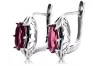 Vintage Silver 925 Ruby Earrings, Oval Stone, Wedding Gift