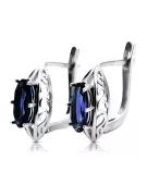 Vintage 925 Silver sapphire earrings vec141s Russian Soviet style