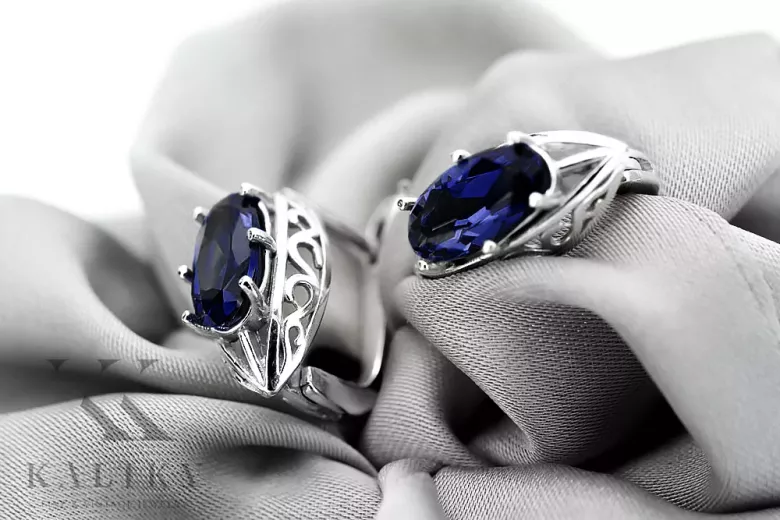 Vintage 925 Silver sapphire earrings vec141s Russian Soviet style