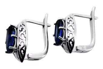 Vintage 925 Pendientes de zafiro de plata vec141 estilo soviético ruso