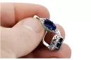 Vintage 925 Silver sapphire earrings vec141s Russian Soviet style