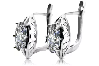 Vintage 925 Boucles d'oreilles zircon argent vc141s style soviétique russe