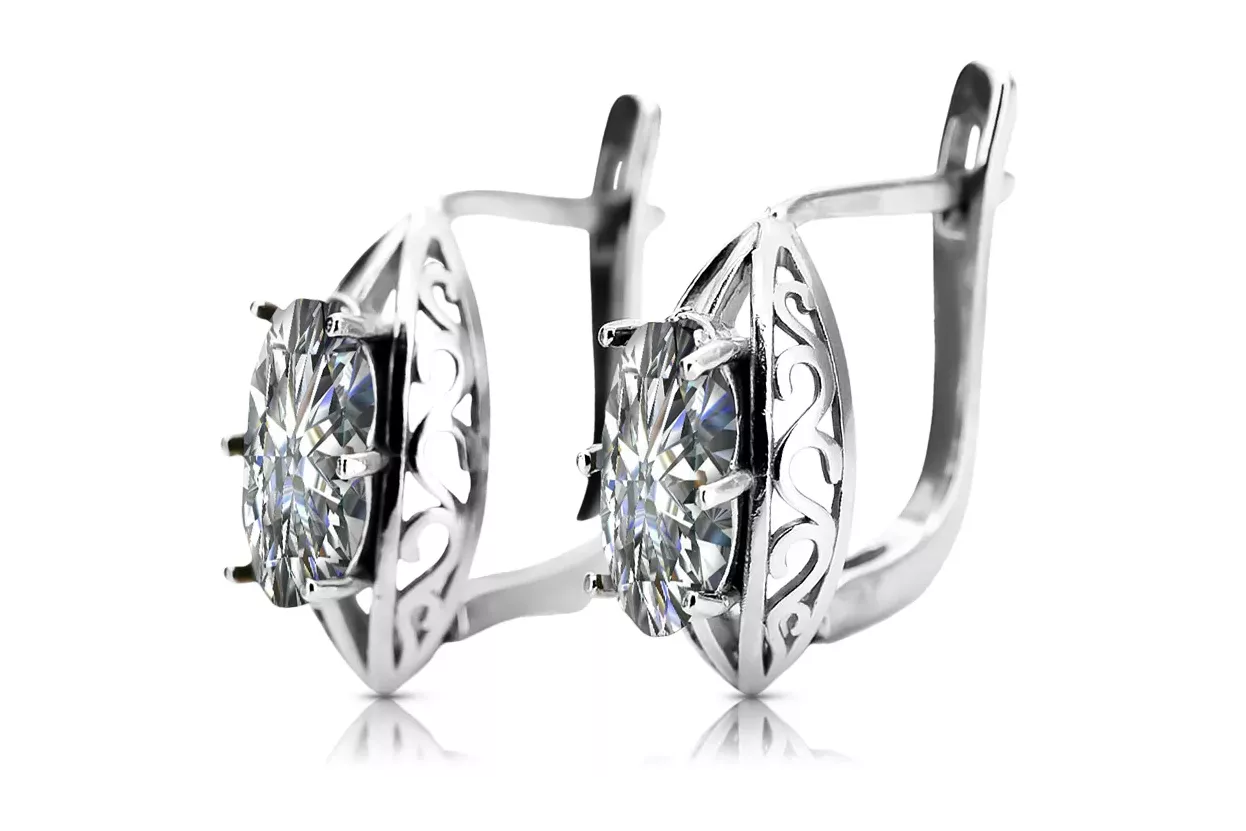 Vintage 925 Silver zircon earrings vec141s Russian Soviet style Vintage 925 Silver zircon earrings vec141s Russian Soviet style