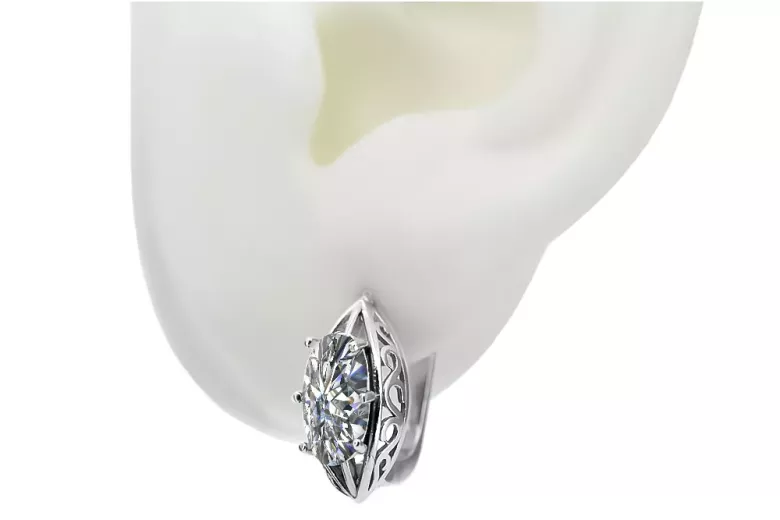 Vintage 925 Silver zircon earrings vec141s Russian Soviet style