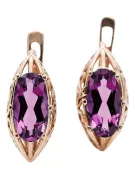 Vintage silver rose gold plated 925 amethyst earrings vec141rp Russian Soviet style