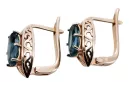 Jahrgang silber rose gold plattiert 925 aquamarine Ohrringe vec141rp russische sowjetische Stil