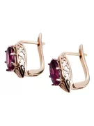 Vintage silver rose gold plated 925 ruby earrings vec141rp Russian Soviet style