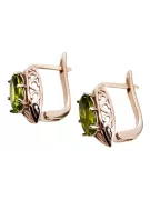 Vintage silver rose gold plated 925 peridot earrings vec141rp Russian Soviet style