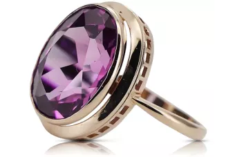 Russian Soviet rose 14k 585 gold Alexandrite Ruby Emerald Sapphire Zircon ring  vrc014