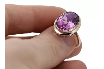 Russian Soviet rose 14k 585 gold Alexandrite Ruby Emerald Sapphire Zircon ring  vrc014
