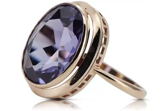 Русское советское кольцо из золота 14 карат 585 пробы с александритом, рубином, изумрудом, сапфиром и цирконом vrc014