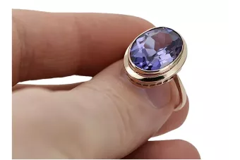 Русское советское кольцо из золота 14 карат 585 пробы с александритом, рубином, изумрудом, сапфиром и цирконом vrc014