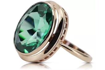 Rose pink 14k gold 585 Emerald ring vrc285 Vintage Russisch Sowjetstil