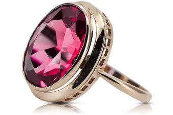 Ruská sovětská růže 14k 585 zlatý aleksandrite Rubin Emaragd Sapphire Ring s zirkonem VRC014