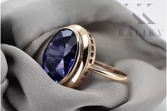 Rosyjska radziecka róża 14k 585 złoto aleksandryt rubin szmaragd szafir pierścionek z cyrkonią vrc014