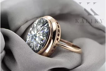 Pierścionek z różowego czerwonego złota 14k 585 z Cyrkonią vrc285 Vintage