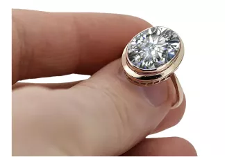 Pierścionek z różowego czerwonego złota 14k 585 z Cyrkonią vrc285 Vintage
