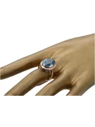 خاتم من الذهب الأحمر الوردي 14k 585 مع Aquamarine vrc285