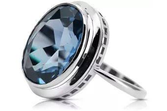 Silber 925 Aquamarine Ring vrc285s Vintage russischer Sowjetstil