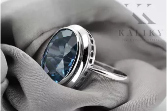 Ασημένιο δαχτυλίδι Ρωσικό 925 με Aquamarine vrc285s Vintage