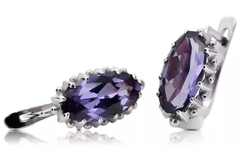 Stříbrné ruské náušnice 925 s Alexandrite Vec174S vinobraní