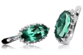 Stříbrné ruské náušnice 925 s Emerald Vec174S vinobraní