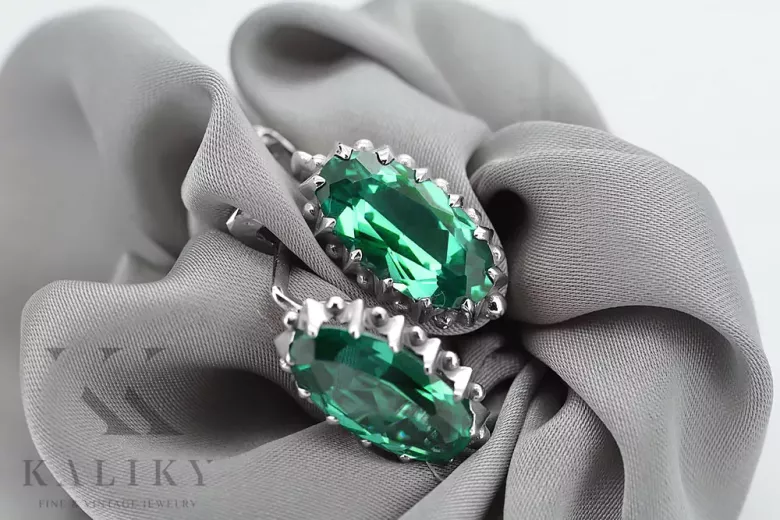 Silver 925 Vintage emerald earrings vec174s