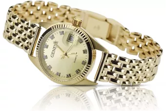 Жълт 14k 585 златен Дамски ръчен часовник Geneve lw020ydyz&lbw004y