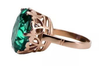 Χρυσό δαχτυλίδι από κόκκινο ροζ 14k χρυσό 585 με Emerald vrc130 Vintage