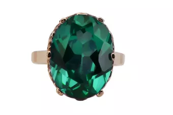 Χρυσό δαχτυλίδι από κόκκινο ροζ 14k χρυσό 585 με Emerald vrc130 Vintage